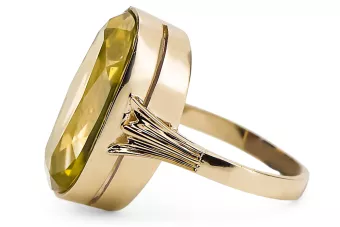 Oro amarillo de 14 quilates Peridoto amarillo Anillo Vintage vrc113y